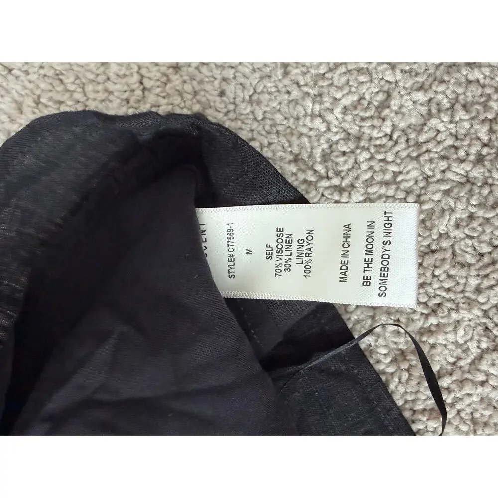 Crescent Black Linen Blend Asymmetric Wrap Mini Skirt NWT Medium